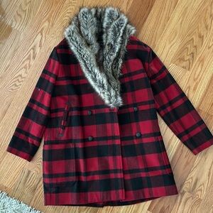 NWT Eddie Bauer x Ilaria urbinati collab wool blend coat with faux fur collar